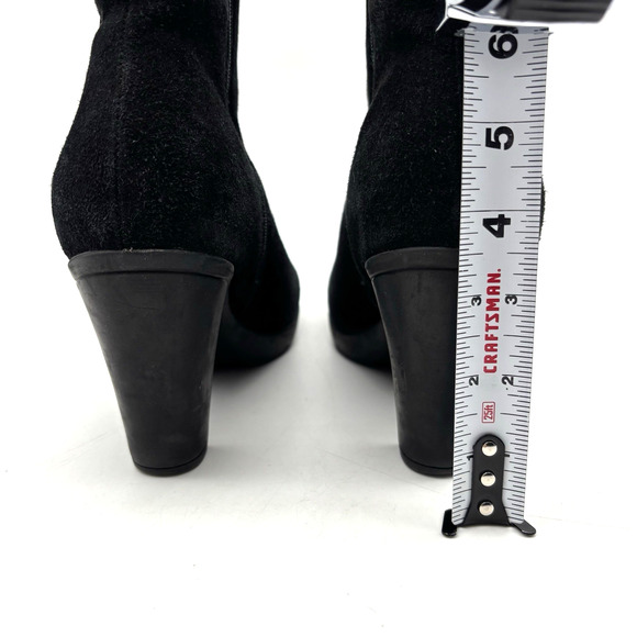 BLONDO 'Loann' Black Suede Leather AquaProtect Block Heel Zip Up Ankle Boots 8M - Picture 8 of 16